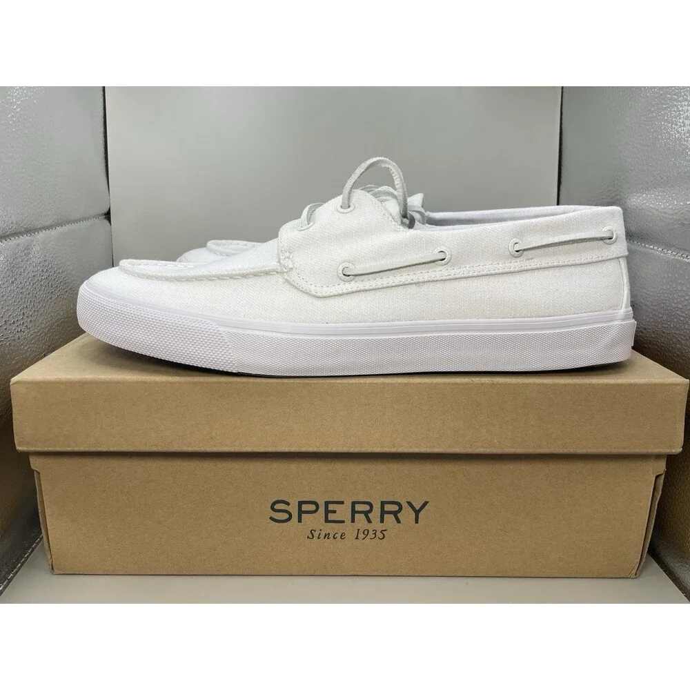Sperry Bahama Washed Twill Boat Mens 13 M White STS24259 New In Box